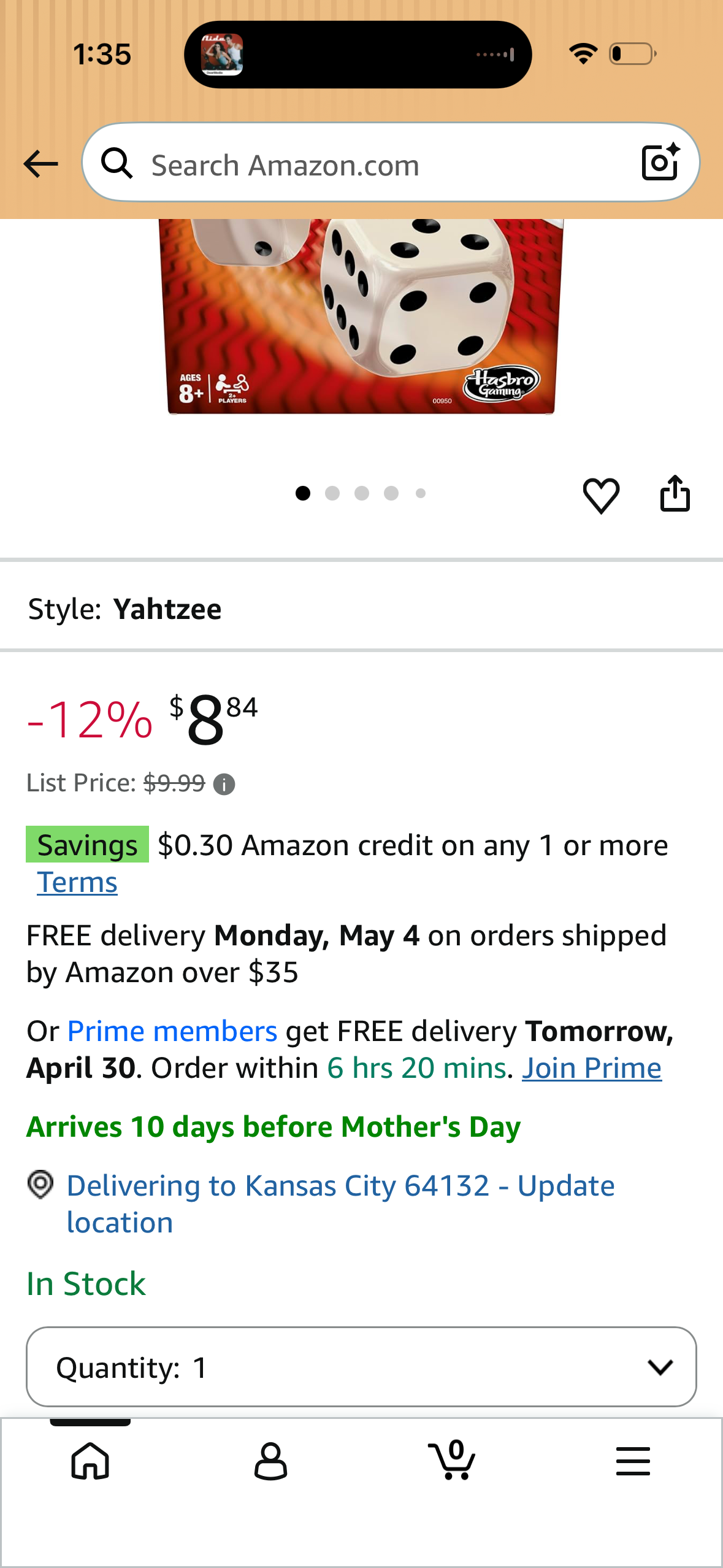 Hasbro Gaming Yahtzee Game, Fast-Playing Dice Games for Kids, Teens, and Adults, Strategy Games, Family Games for Kids, 2 or More Players, Ages 8 and Up