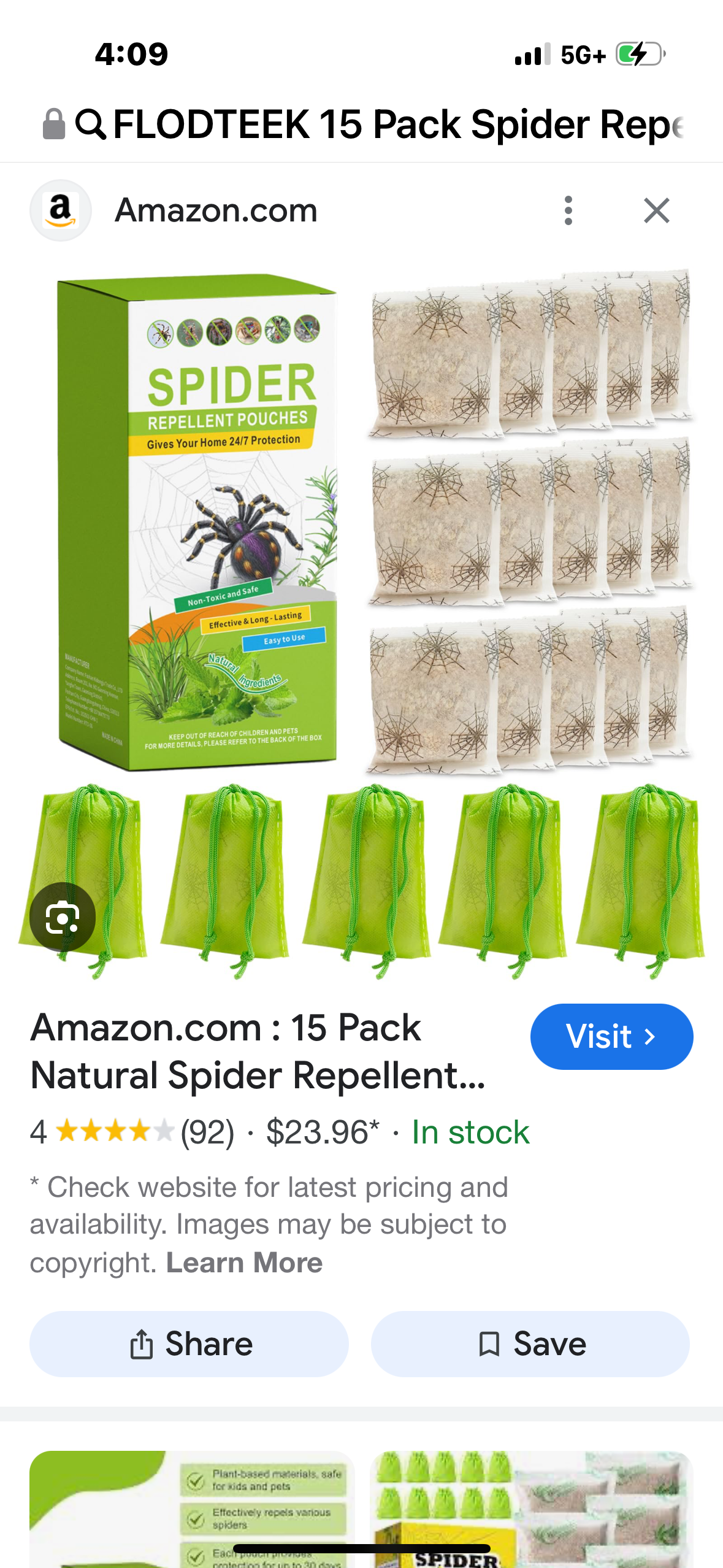 15 Pack Spider Repellent Pouches - Natural, Long-Lasting Protection with Peppermint, Effective Indoor & Outdoor Spider Control for Home, Garage, Basement, Attic and More, Safe and Easy to Use