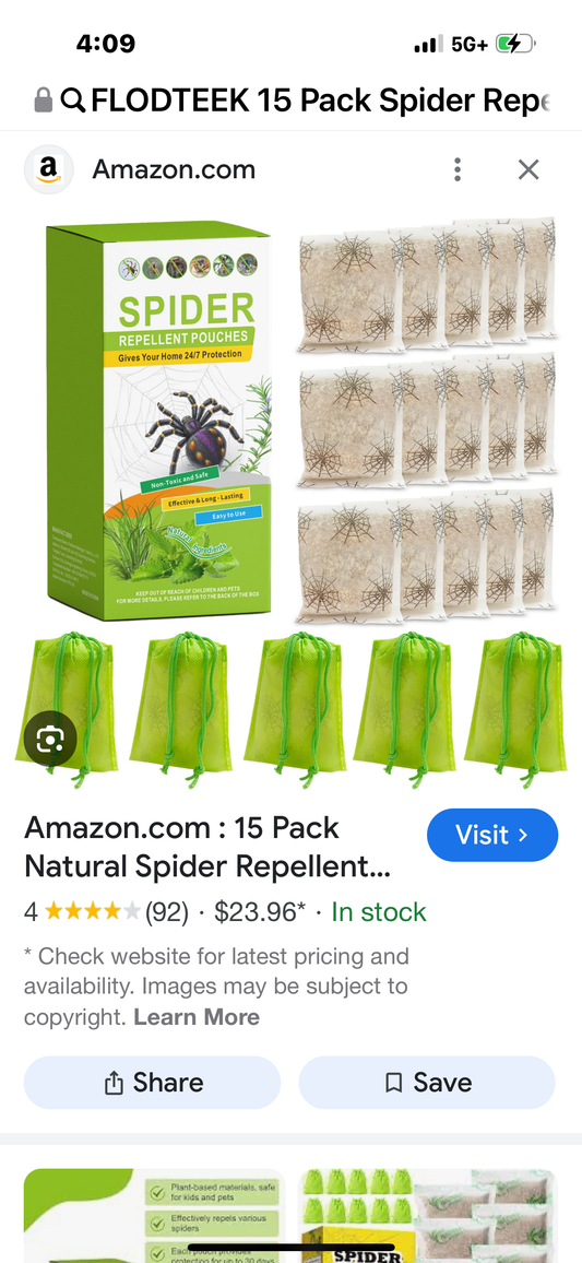 15 Pack Spider Repellent Pouches - Natural, Long-Lasting Protection with Peppermint, Effective Indoor & Outdoor Spider Control for Home, Garage, Basement, Attic and More, Safe and Easy to Use