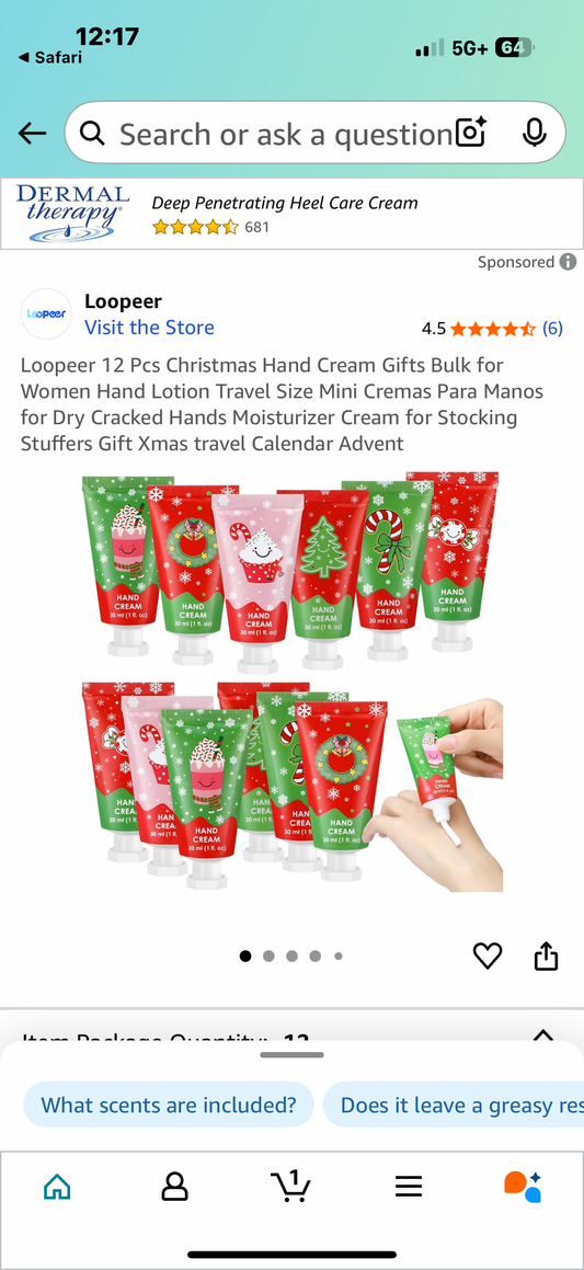 Loopeer 12 Pcs Christmas Hand Cream Gifts Bulk for Women Hand Lotion Travel Size Mini Cremas Para Manos for Dry Cracked Hands Moisturizer Cream for Stocking Stuffers Gift Xmas travel Calendar Advent