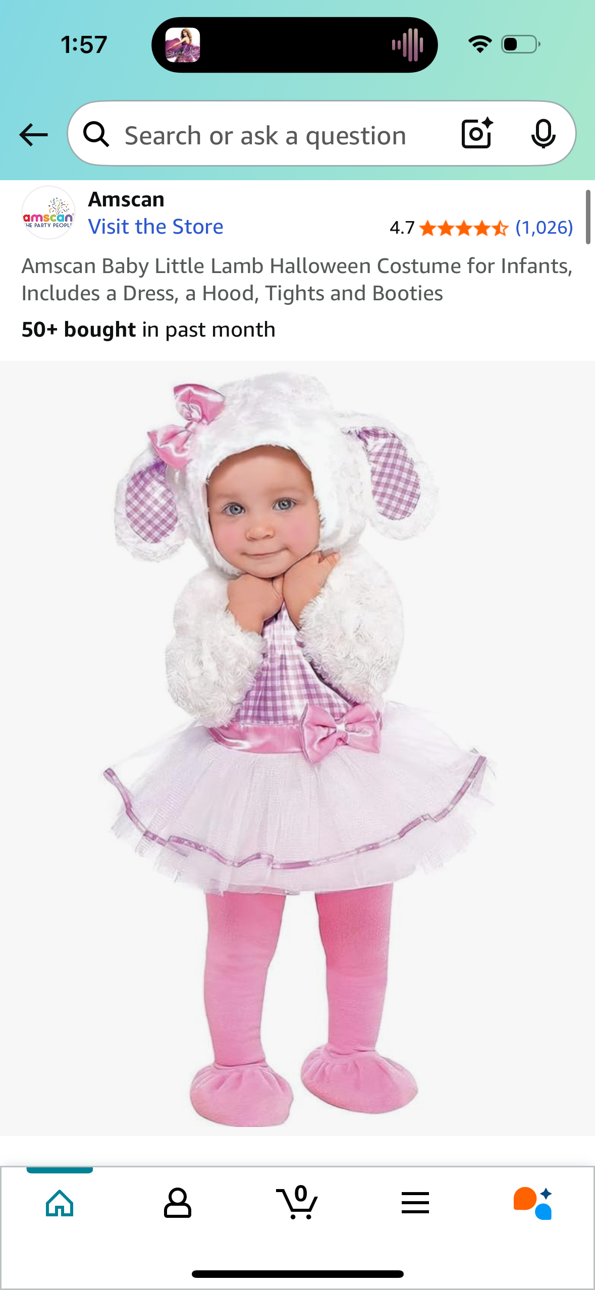 Amscan Baby Little Lamb Halloween Costume for Infants, Includes a Dress, a Hood, Tights and Booties