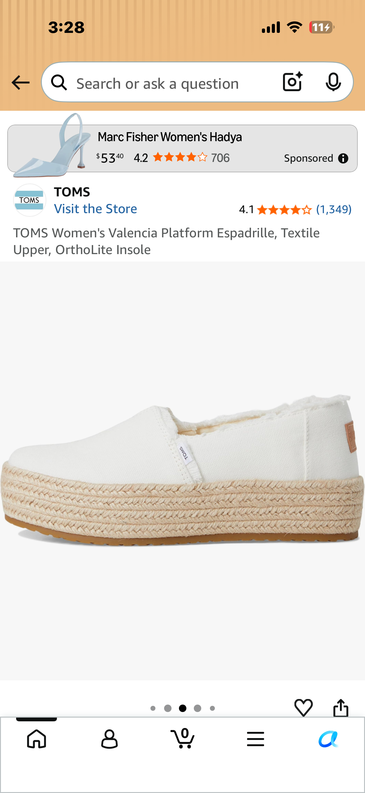 TOMS Women's Valencia Platform Espadrille, Textile Upper, OrthoLite Insole (Size (W)10)