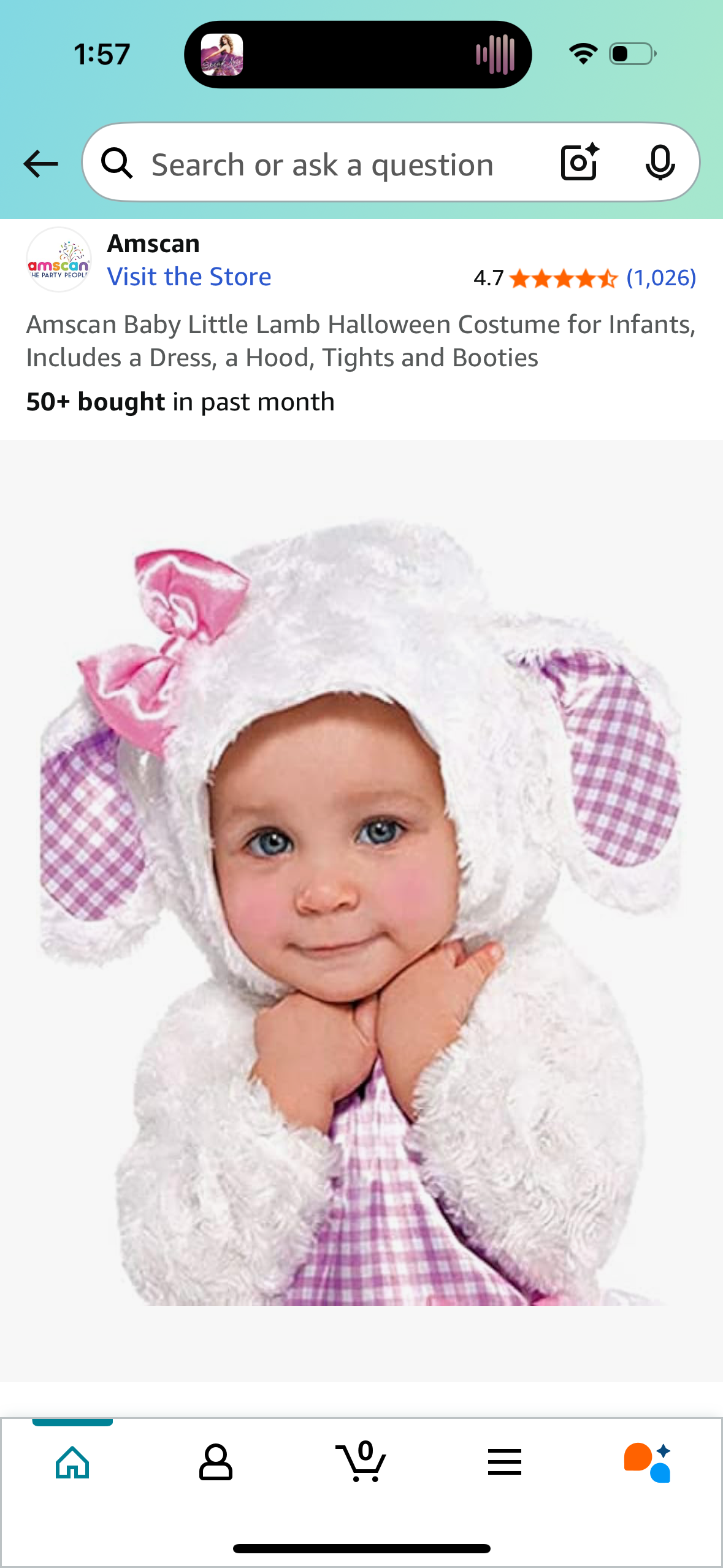 Amscan Baby Little Lamb Halloween Costume for Infants, Includes a Dress, a Hood, Tights and Booties