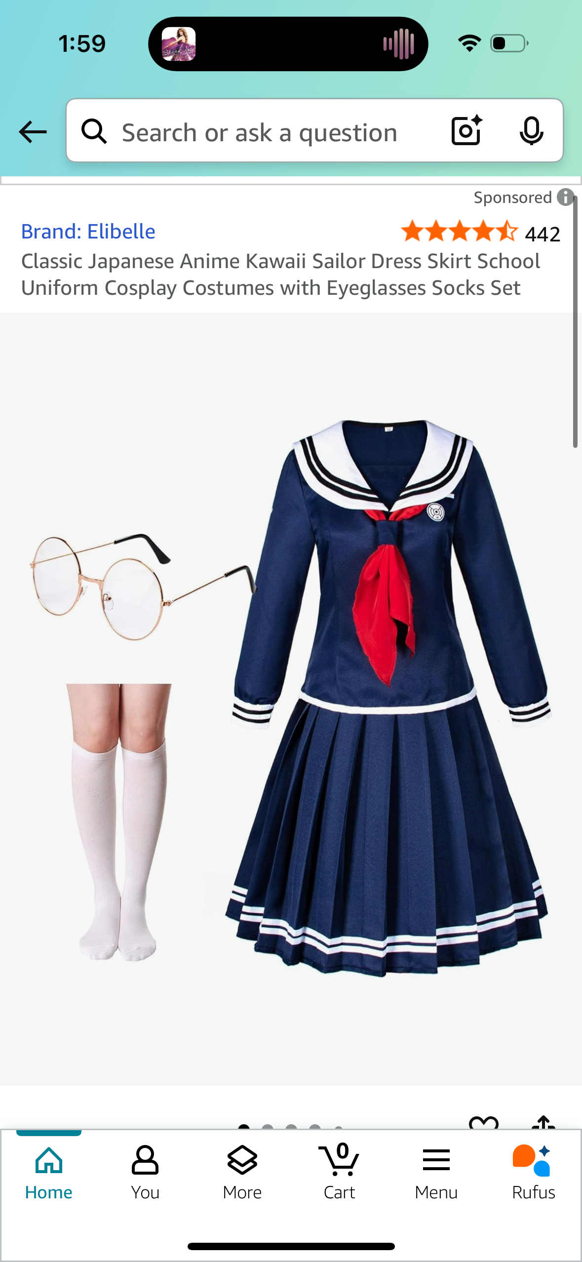 Classic Japanese Anime Kawaii Costumes with Eyeglasses Socks Set (Size XX-Large)