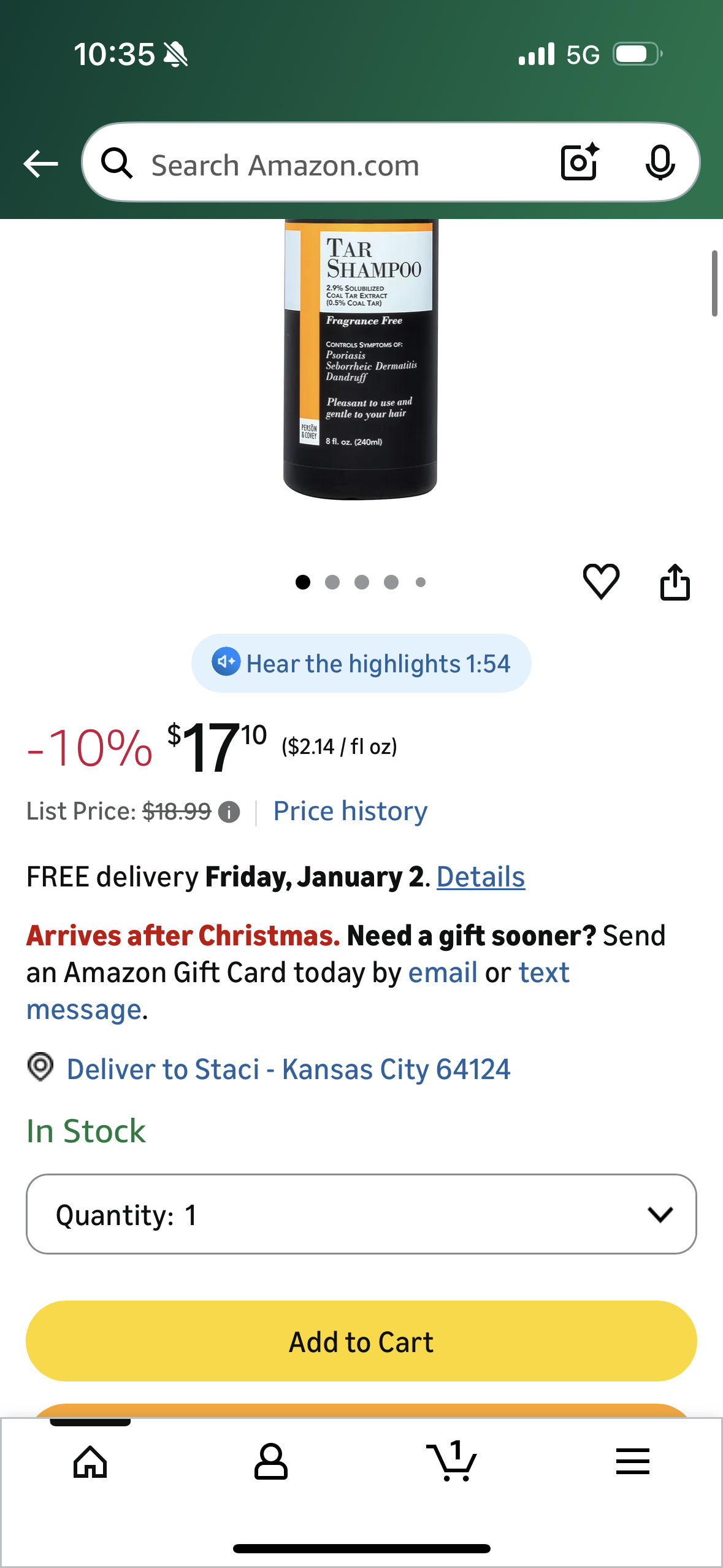 DHS Tar Shampoo, 8 Fluid Ounce