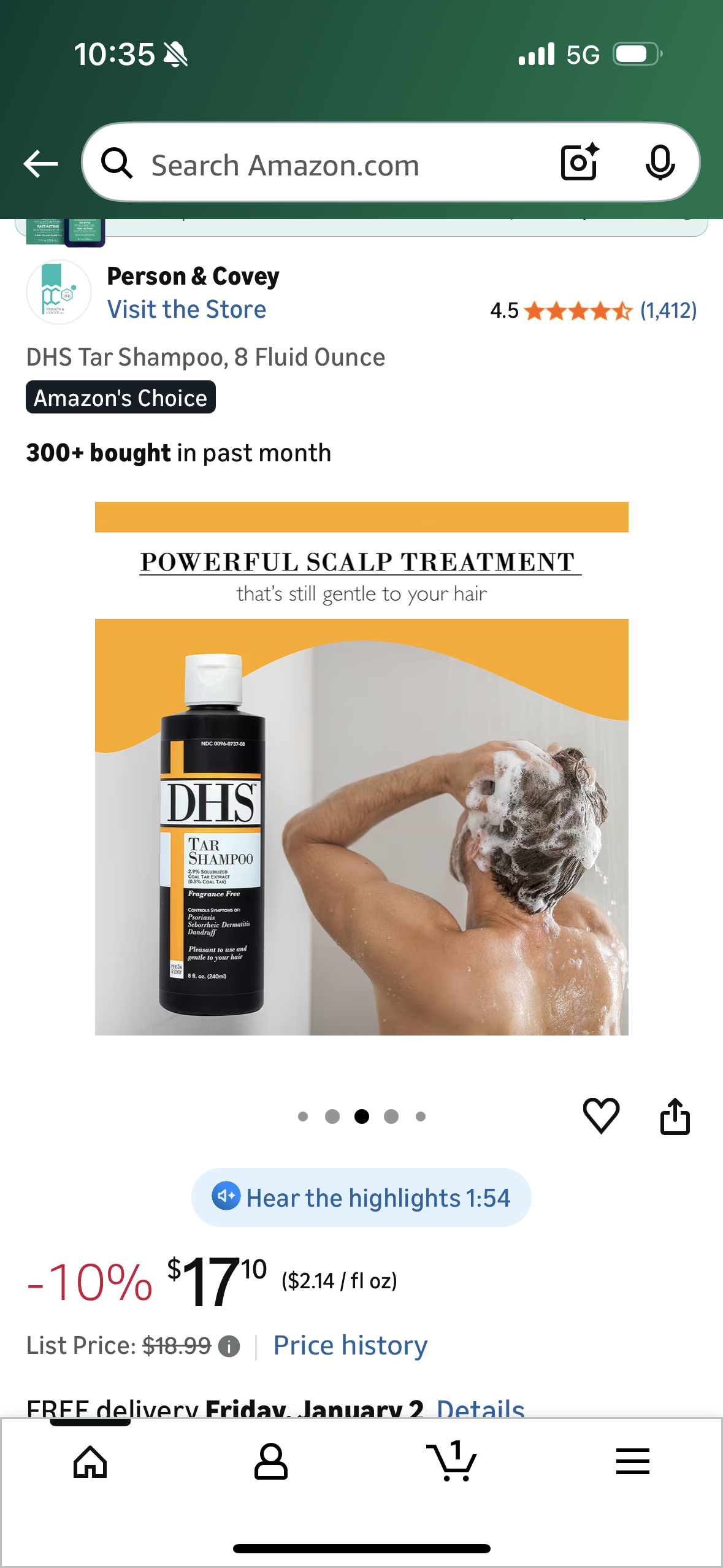 DHS Tar Shampoo, 8 Fluid Ounce