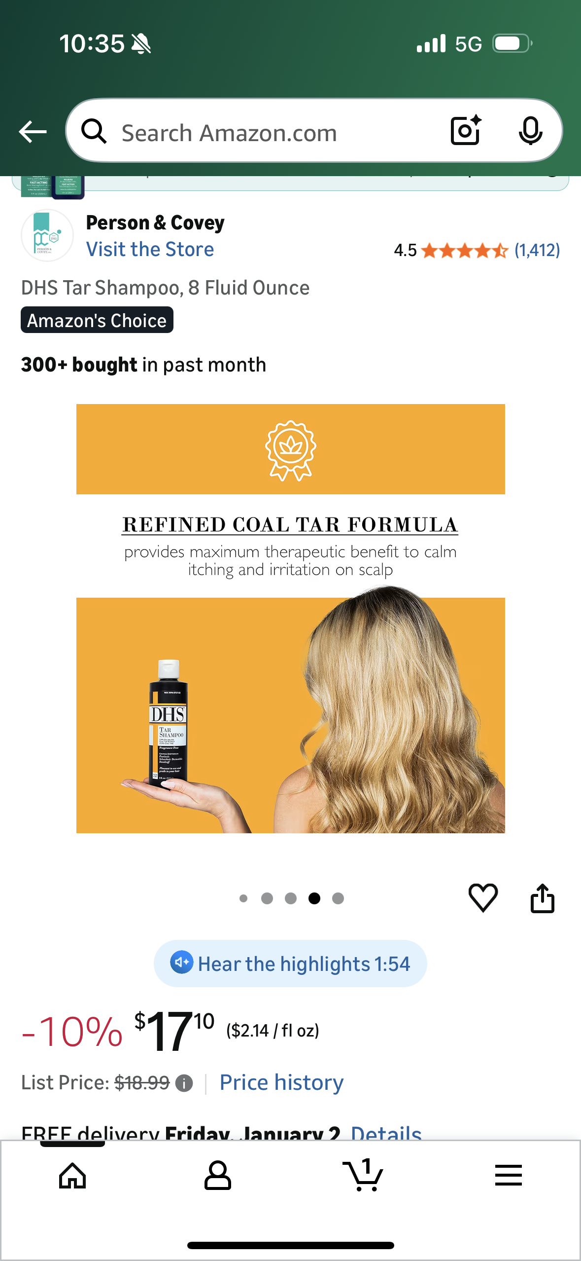 DHS Tar Shampoo, 8 Fluid Ounce