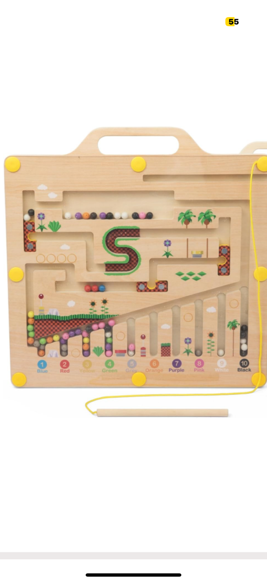 Winnie+Walker® Montessori Double-Sided Magnetic Maze Board for Kids Ages 3-5, Magnet Color and Counting Maze, Sign Language, STEM Activity Toy, Montessori Sorting and Puzzle Board for Learning & Ed.