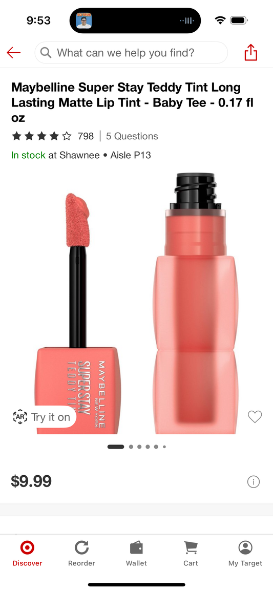 Maybelline Super Stay Teddy Tint Long Lasting Matte Lip Tint - Baby Tee - 0.17 fl OZ