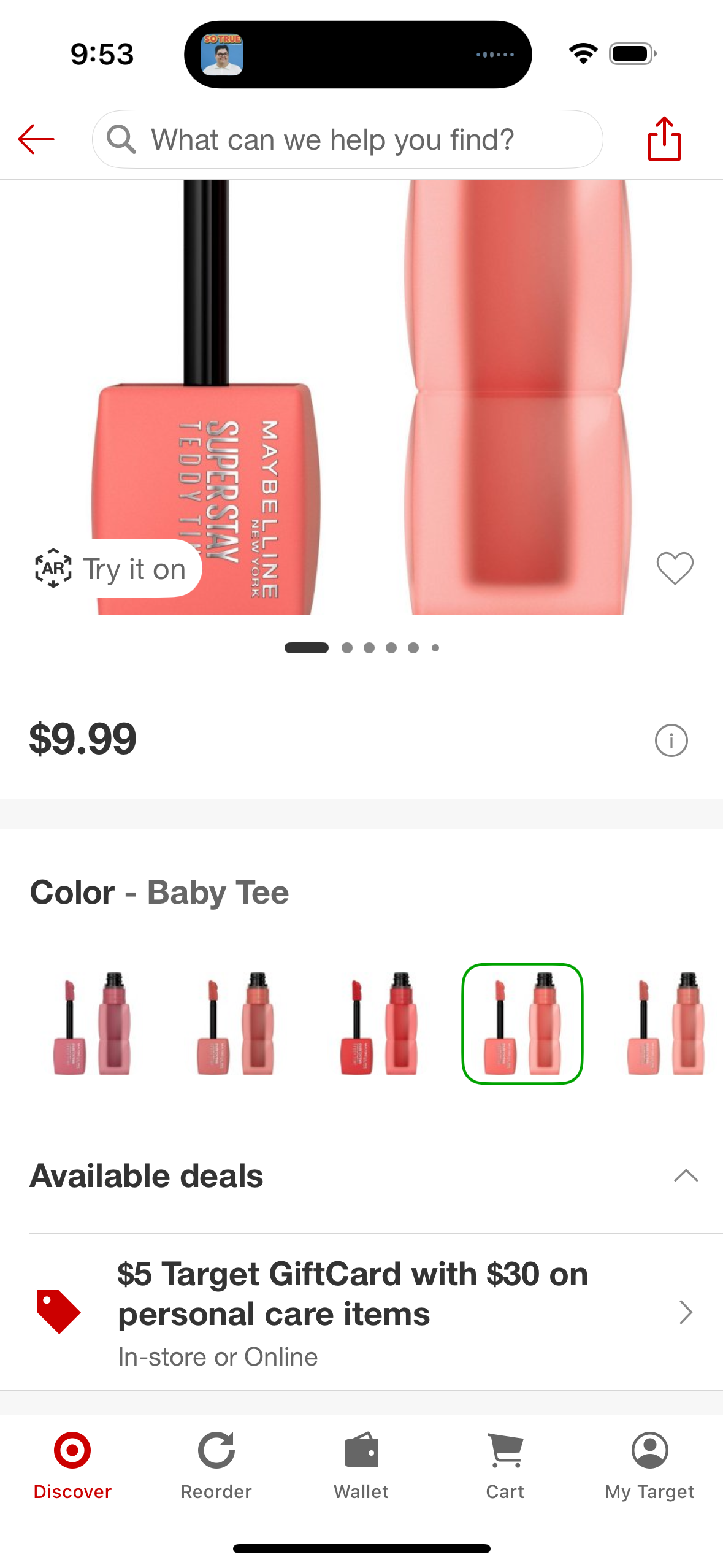 Maybelline Super Stay Teddy Tint Long Lasting Matte Lip Tint - Baby Tee - 0.17 fl OZ