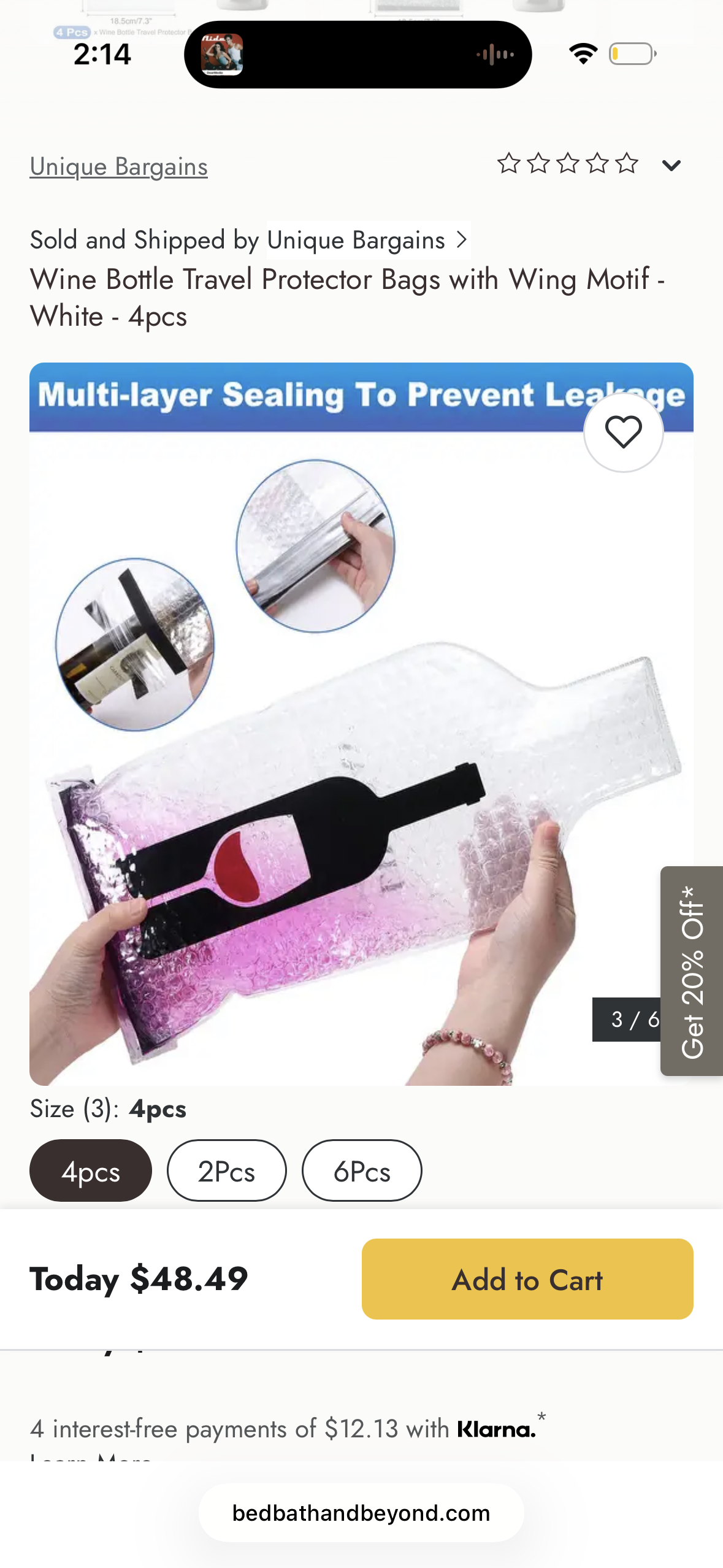 Wine Bottle Travel Protector Bags with Wing Motif - White - 4pcs (Copy)