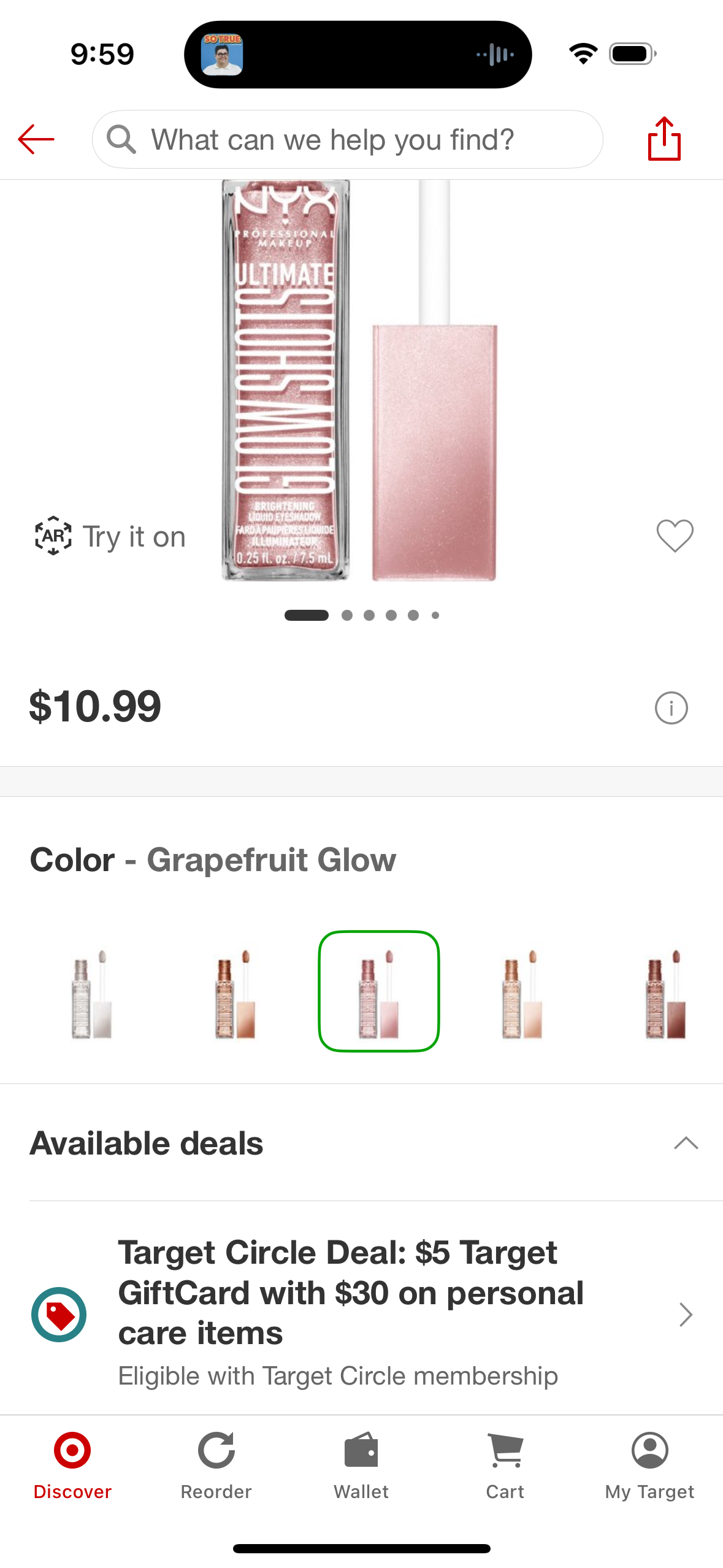 NYX Professional Makeup Ultimate Glow Shots Vitamin C Infused Liquid Eyeshadow - Grapefruit Glow - 0.25 fl oz