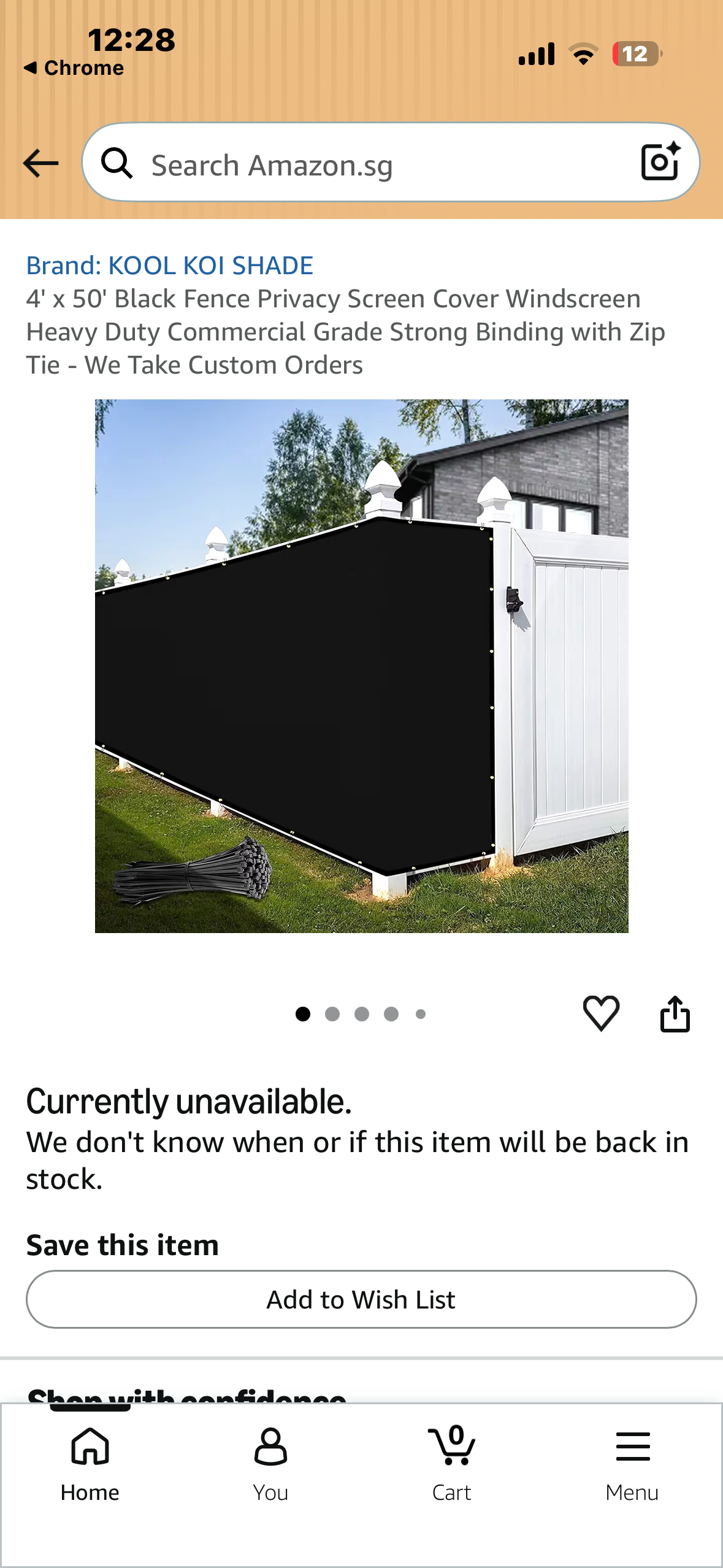 4' x 50' Black Privacy Screen Fence, Windscreen, Heavy Duty Commercial Grade with Zip Ties