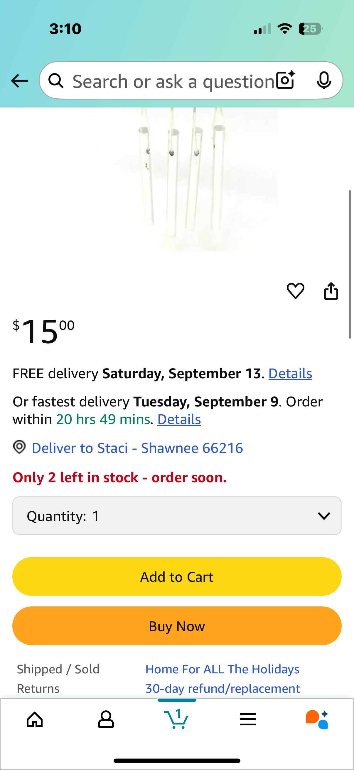 Mini Hand Painted Poly Resin Wind Chimes (Woodland Snowman)