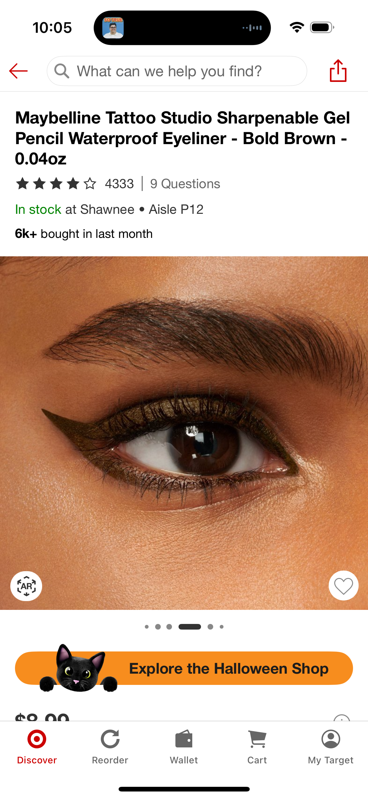Maybelline Tattoo Studio Sharpenable Gel Pencil Waterproof Eyeliner - Bold Brown - 0.04oz