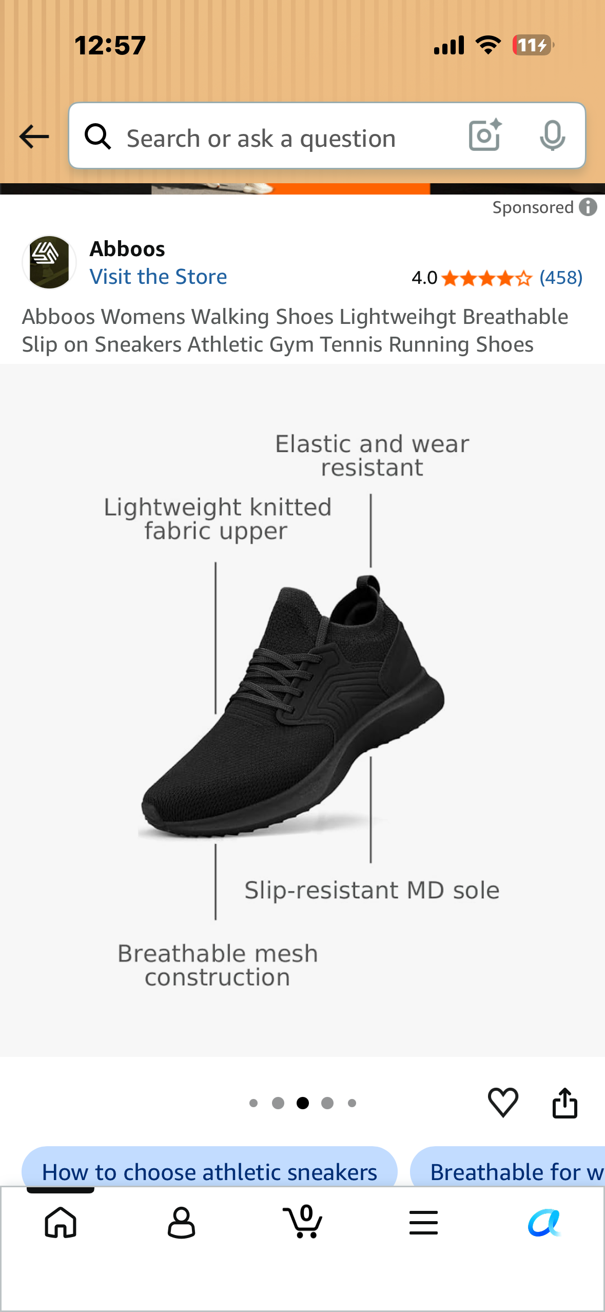 Abboos Womens Walking Shoes, Lightweight, Breathable Slip on Sneakers (Size W(8))