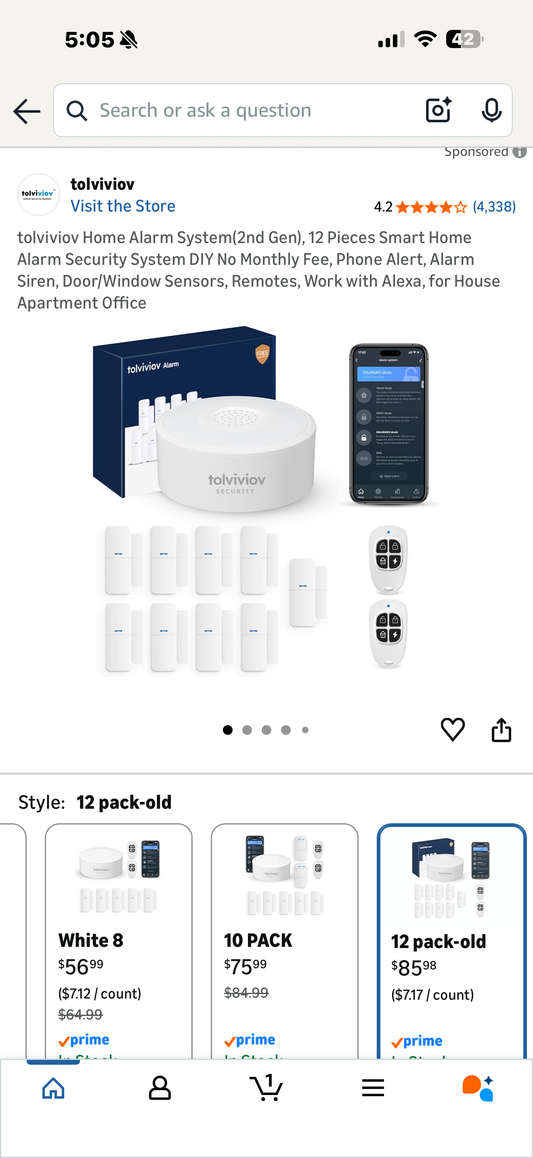 tolviviov Home Alarm System(2nd Gen), 12 Pieces Smart Home Alarm Security System DIY No Monthly Fee, Phone Alert, Alarm Siren, Door/Window Sensors, Remotes, Work with Alexa, for House Apartment Office
