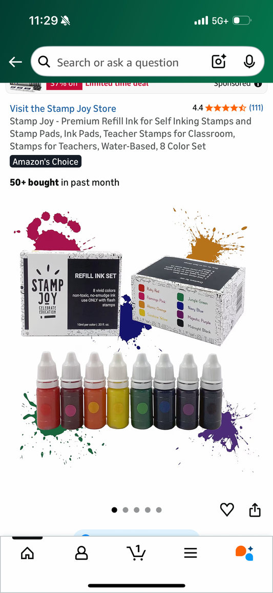 Stamp Joy - Premium Refill Ink for Self Inking Stamps and Stamp Pads, Ink Pads, Teacher Stamps for Classroom, Stamps for Teachers, Water-Based, 8 Color Set
