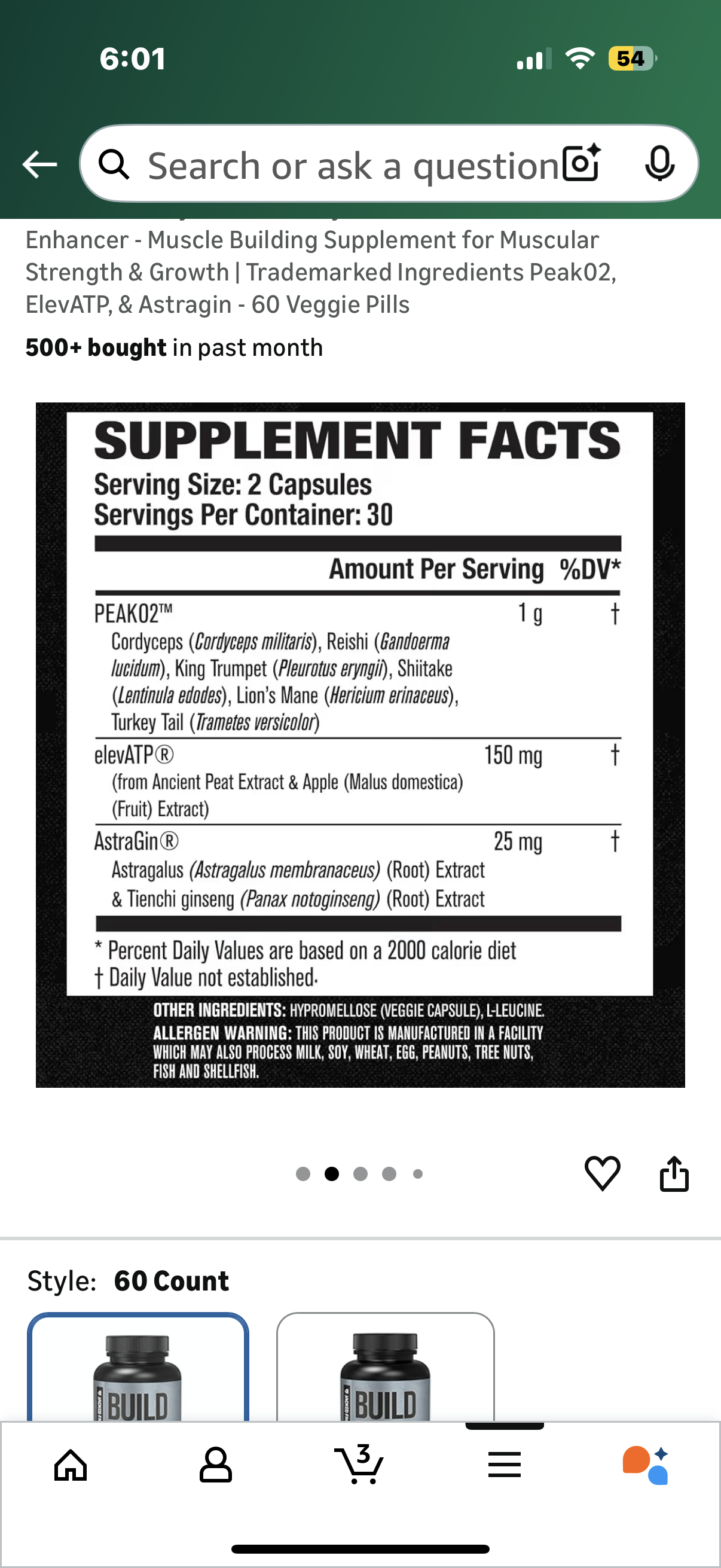 Jacked Factory Build-XT Daily Muscle Builder & Performance Enhancer - Muscle Building Supplement for Muscular Strength & Growth | Trademarked Ingredients Peak02, ElevATP, & Astragin - 60 Veggie Pills