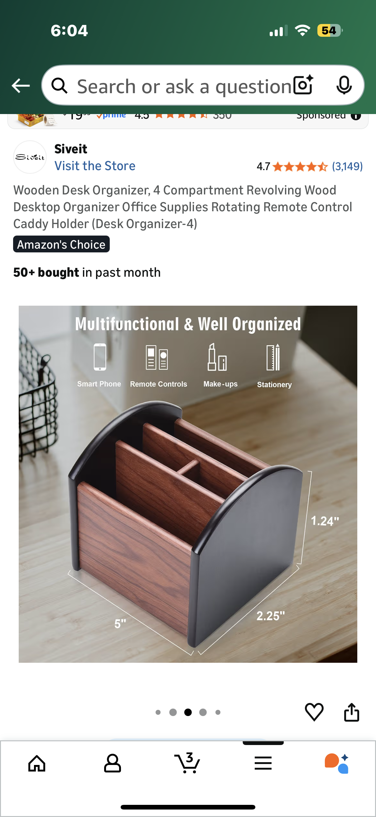 Wooden Desk Organizer, 4 Compartment Revolving Wood Desktop Organizer Office Supplies Rotating Remote Control Caddy Holder (Desk Organizer-4