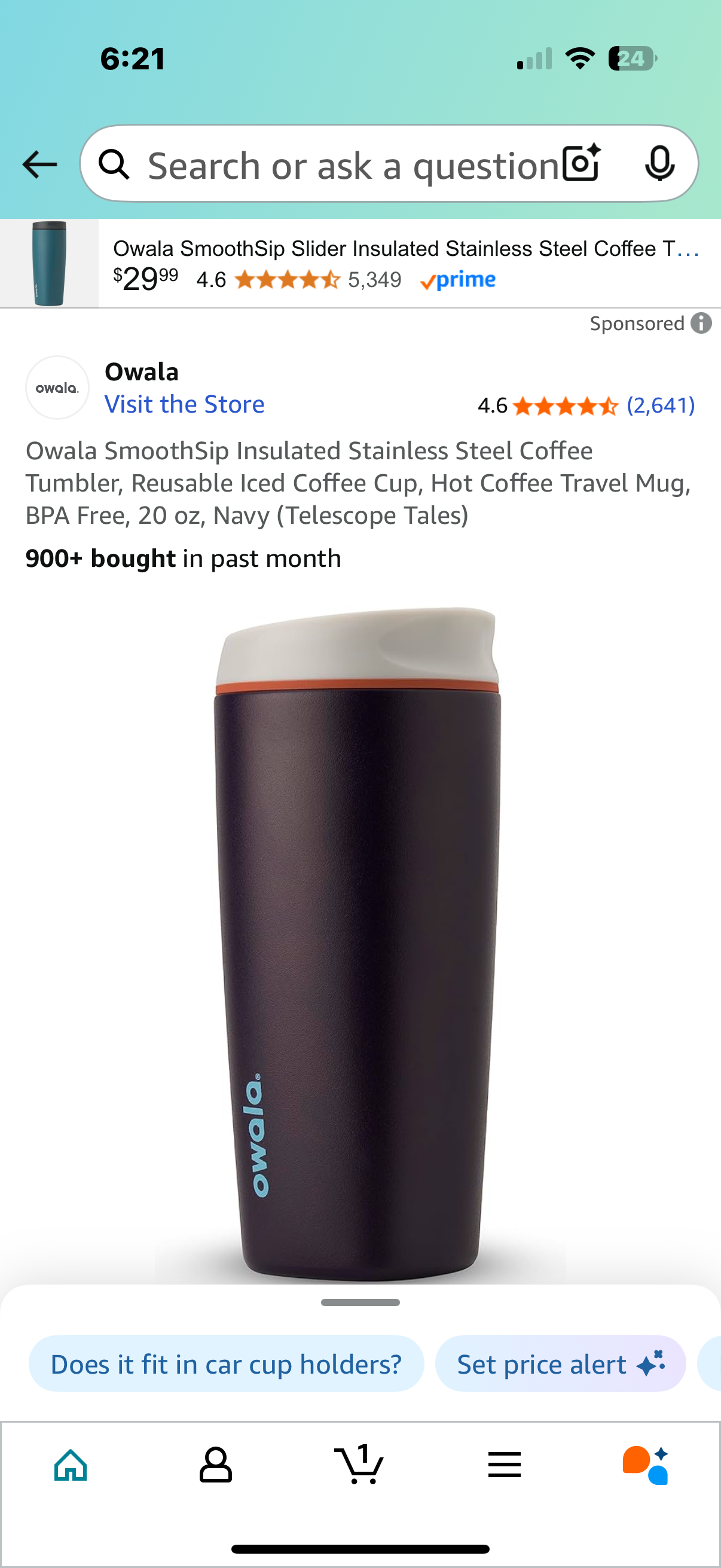 Owala SmoothSip Insulated Stainless Steel Coffee Tumbler, Reusable Iced Coffee Cup, Hot Coffee Travel Mug, BPA Free, 20 oz