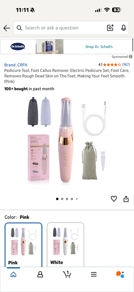 Pedicure Tool, Foot Callus Remover, Electric Pedicure Set, Foot Care, Removes Rough Dead Skin on The Feet, Making Your Feet Smooth. (Pink)