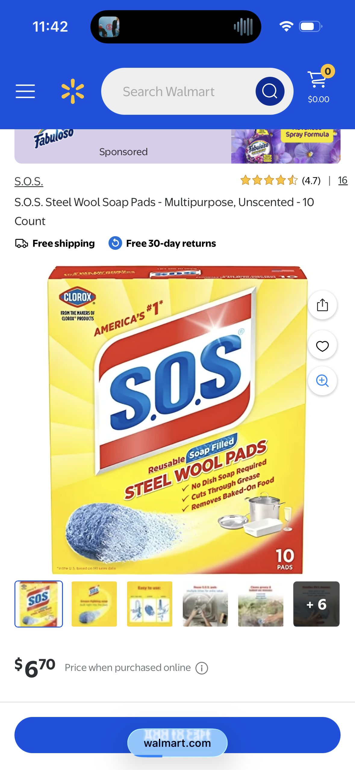 S.O.S. Steel Wool Soap Pads - Multipurpose, Unscented - 10 Count