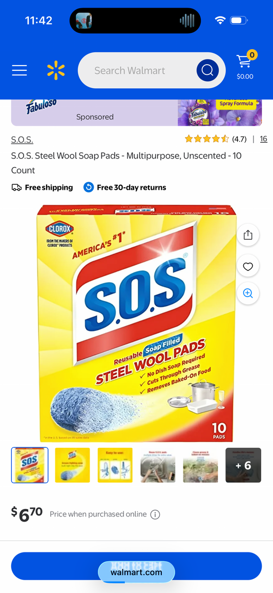 S.O.S. Steel Wool Soap Pads - Multipurpose, Unscented - 10 Count