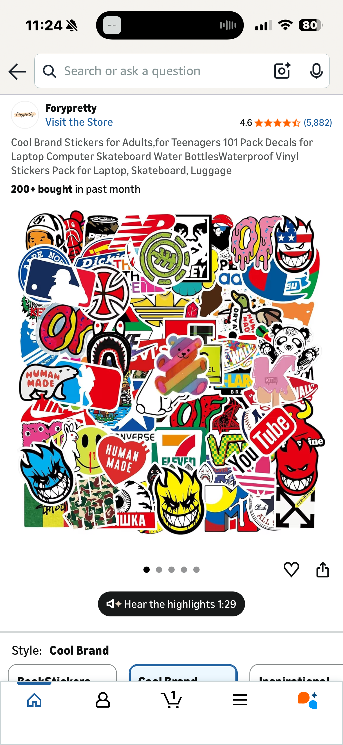 Cool Brand Stickers for Adults,for Teenagers 101 Pack Decals for Laptop Computer Skateboard Water BottlesWaterproof Vinyl Stickers Pack for Laptop, Skateboard, Luggage