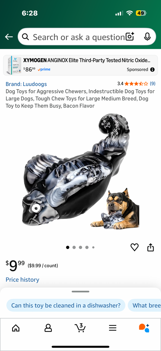 Dog Toys for Aggressive Chewers, Indestructible Dog Toys for Large Dogs, Tough Chew Toys for Large Medium Breed, Dog Toy to Keep Them Busy, Bacon Flavor