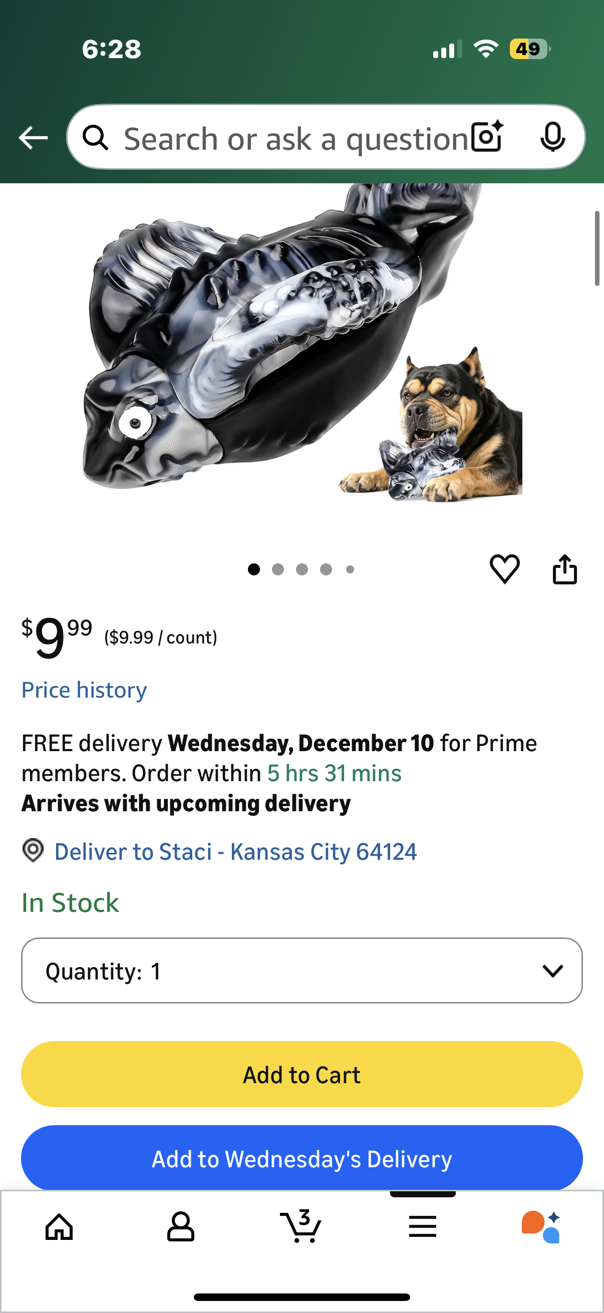 Dog Toys for Aggressive Chewers, Indestructible Dog Toys for Large Dogs, Tough Chew Toys for Large Medium Breed, Dog Toy to Keep Them Busy, Bacon Flavor