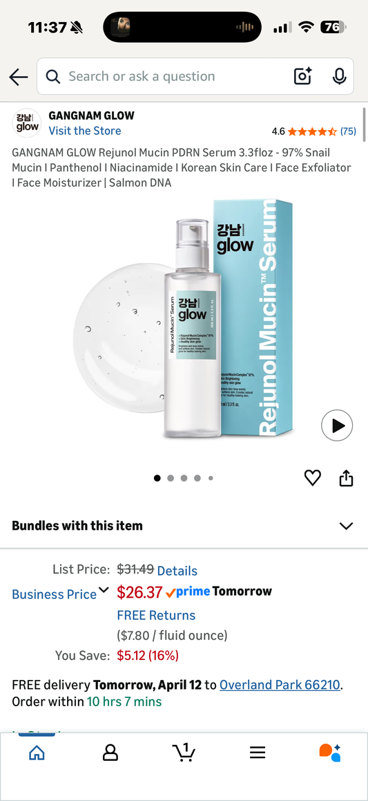 GANGNAM GLOW Rejunol Mucin PDRN Serum 3.3floz - 97% Snail Mucin I Panthenol I Niacinamide I Korean Skin Care I Face Exfoliator I Face Moisturizer | Salmon DNA