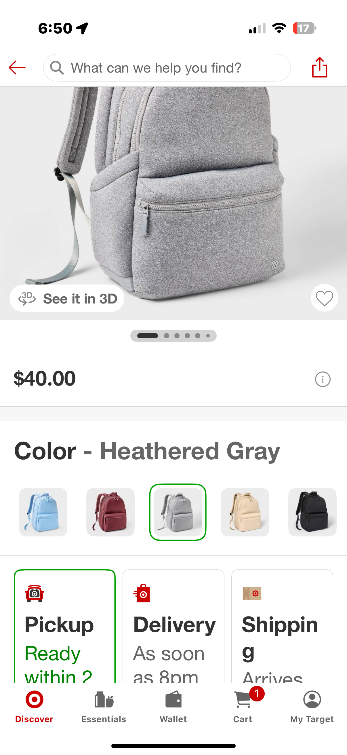 14L Faux Neoprene Backpack - All In Motion™ Heather Gray: High School 16- Inch Laptop