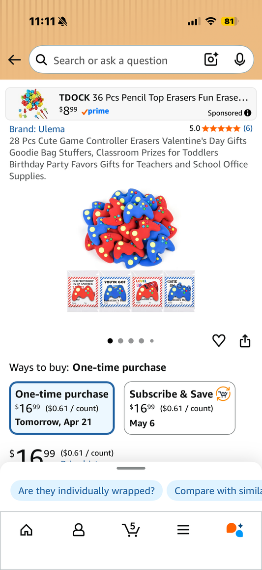 28 Pcs Cute Game Controller Erasers Valentine's Day Gifts Goodie Bag Stuffers, Classroom Prizes for Toddlers Birthday Party Favors Gifts for Teachers and School Office Supplies