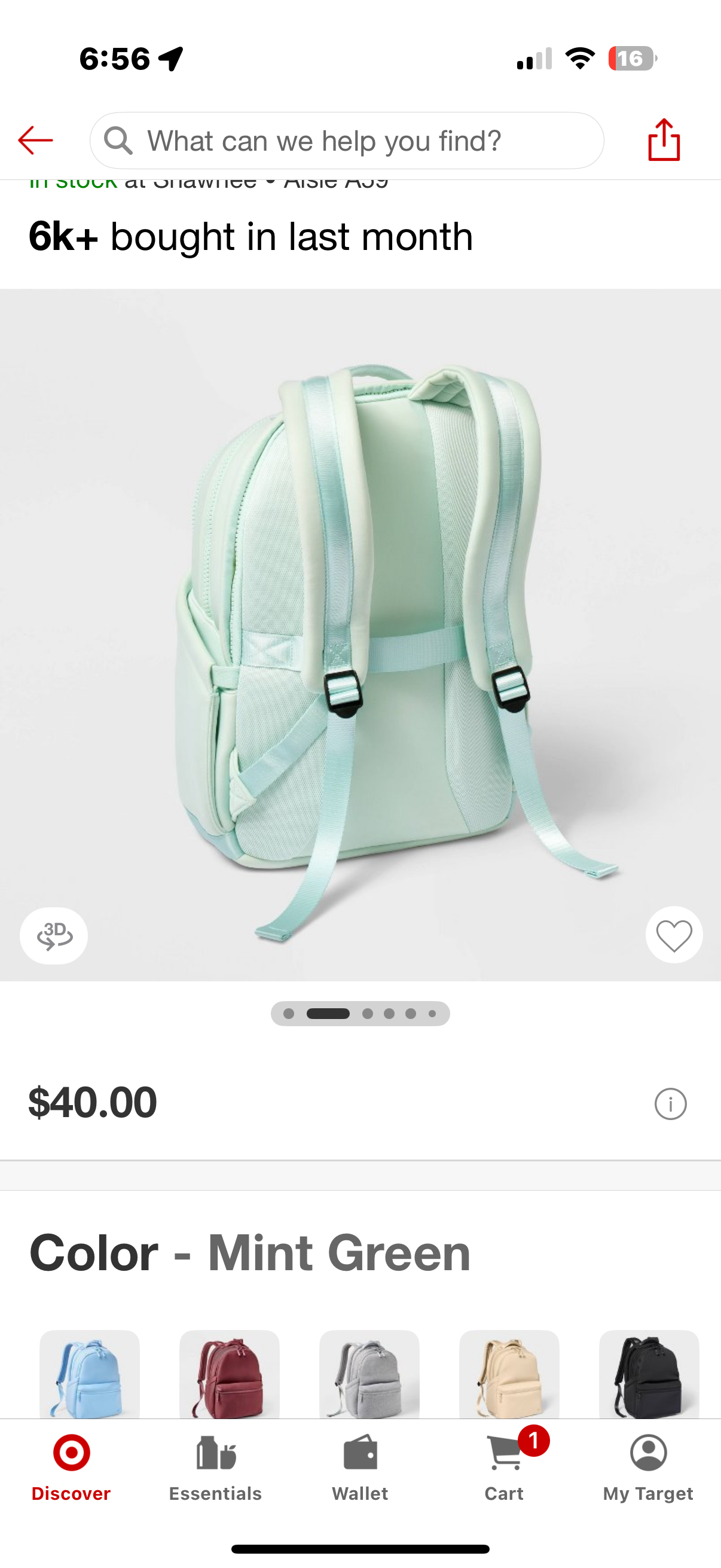 14L Faux Neoprene Backpack - All In Motion™ Mint: Water-Resistant College Bookbag