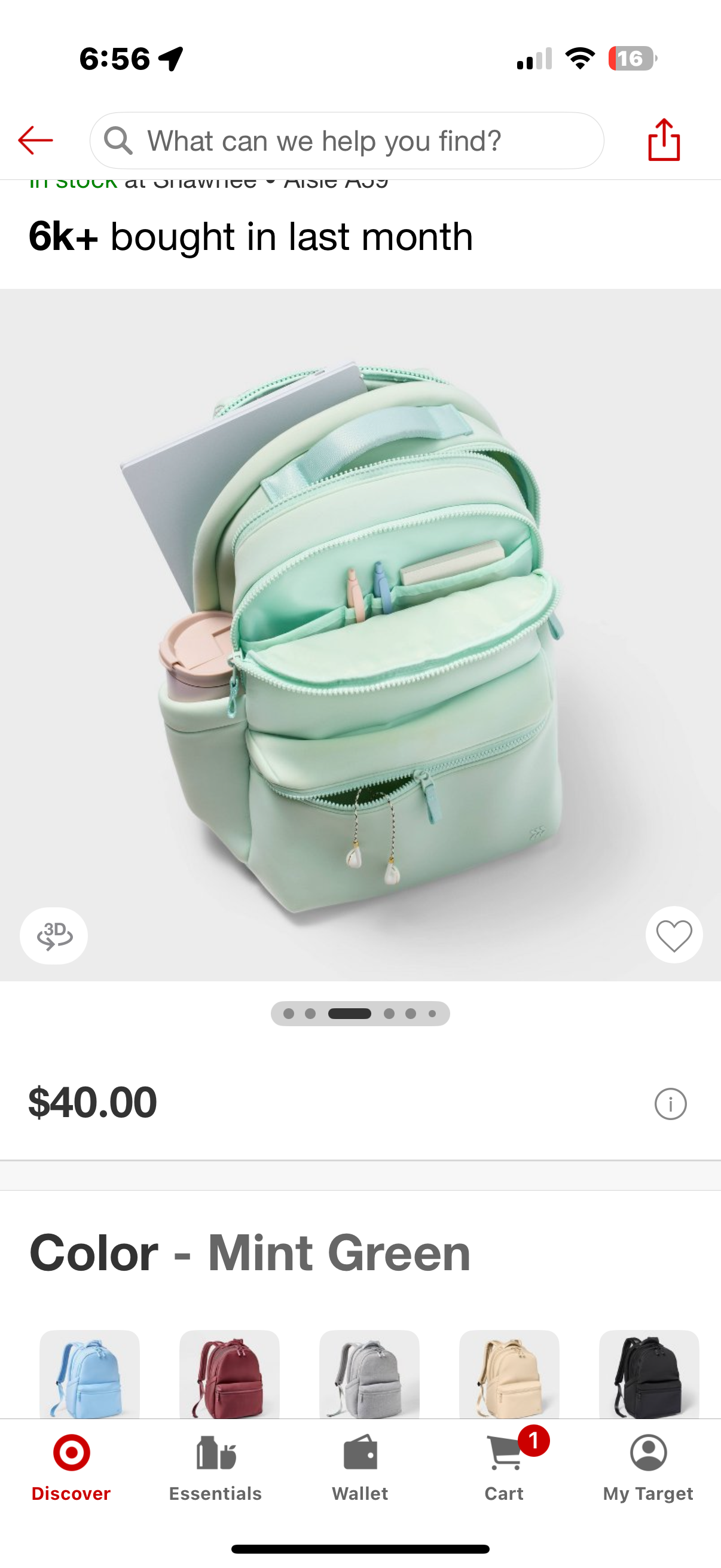 14L Faux Neoprene Backpack - All In Motion™ Mint: Water-Resistant College Bookbag