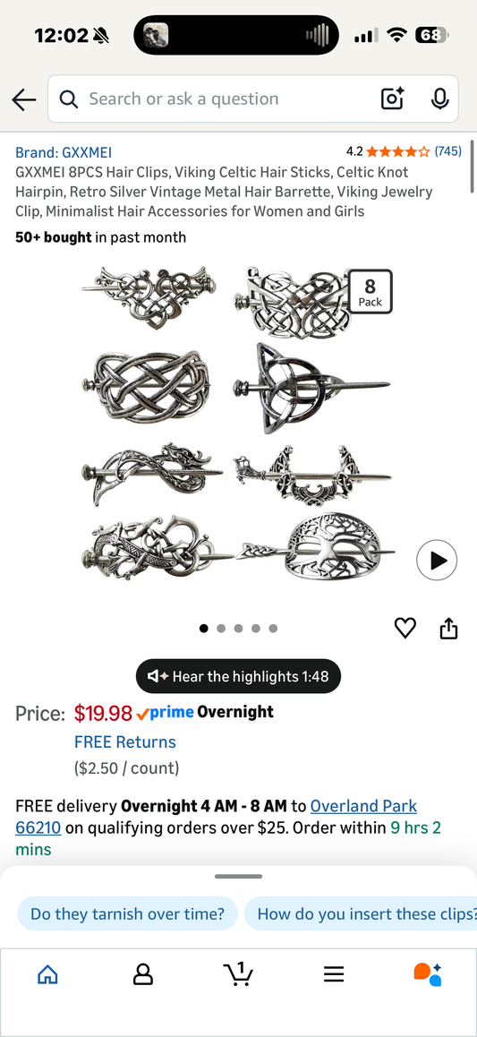 GXXMEI 8PCS Hair Clips, Viking Celtic Hair Sticks, Celtic Knot Hairpin, Retro Silver Vintage Metal Hair Barrette, Viking Jewelry Clip, Minimalist Hair Accessories for Women and Girls