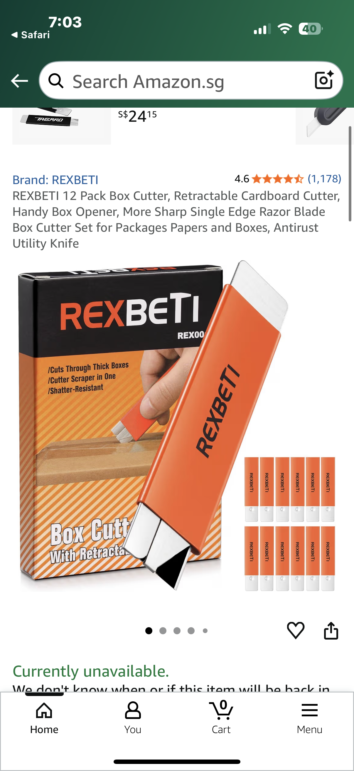 REXBETI 12 Pack Box Cutter, Retractable Cardboard Cutter, Handy Box Opener, More Sharp Single Edge Razor Blade Box Cutter Set for Packages Papers and Boxes, Antirust Utility Knife
