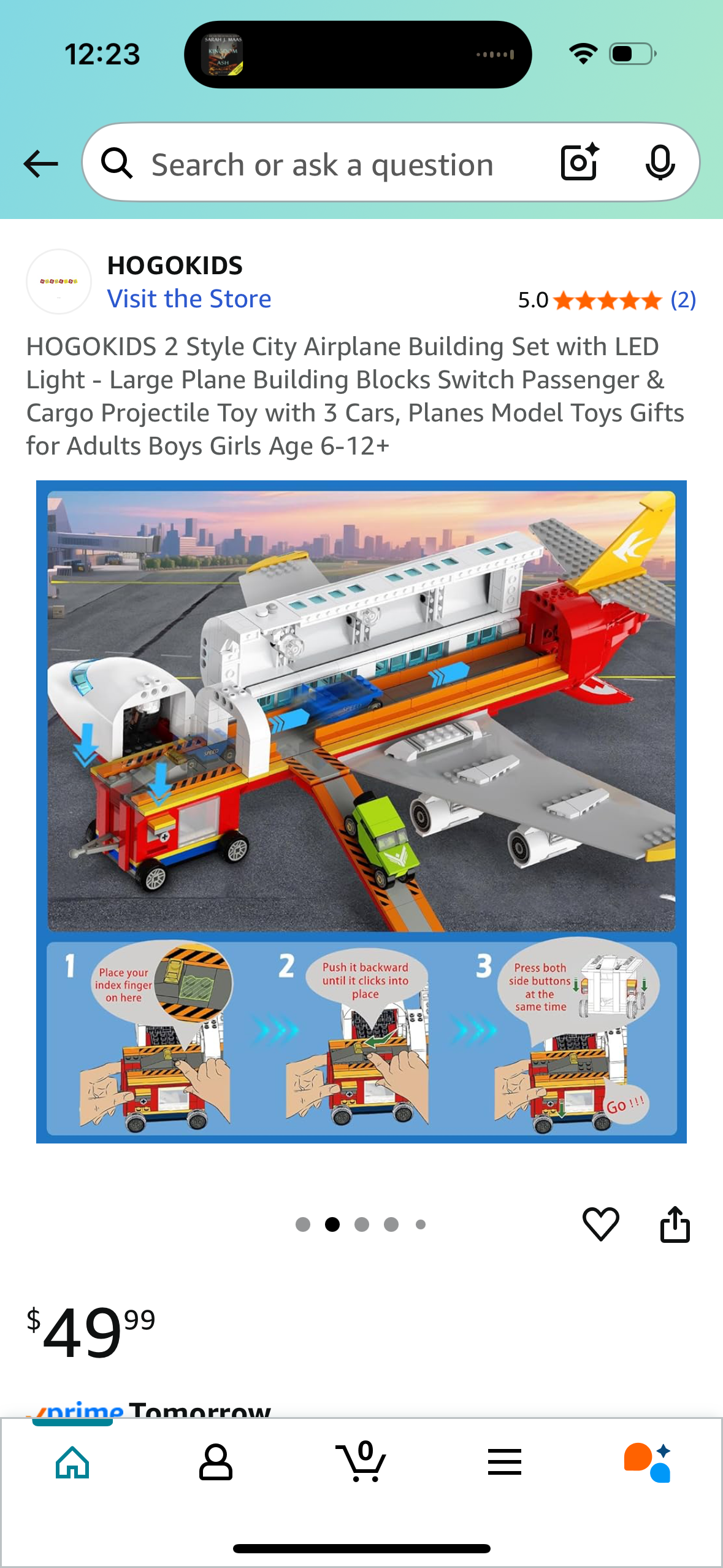 HOGOKIDS 2 Style City Airplane Building Set with LED
Light - Large Plane Building Blocks Switch Passenger & Cargo Projectile Toy with 3 Cars, Planes Model Toys Gifts for Adults Boys Girls Age 6-12+