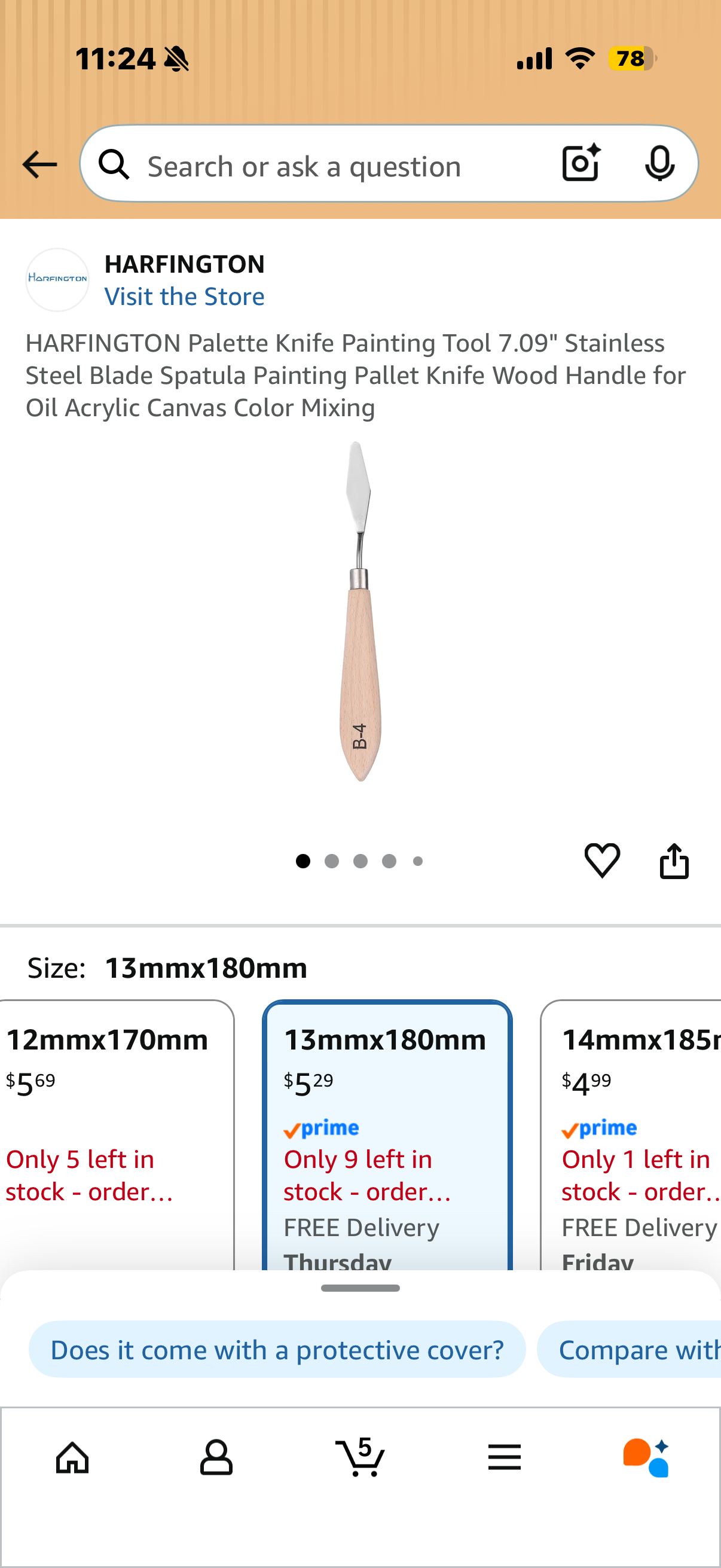 HARFINGTON Palette Knife Painting Tool 7.09" Stainless Steel Blade Spatula Painting Pallet Knife Wood Handle for Oil Acrylic Canvas Color Mixing