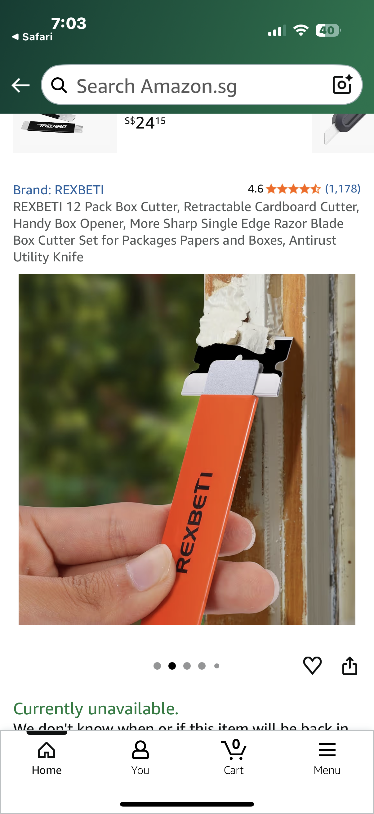 REXBETI 12 Pack Box Cutter, Retractable Cardboard Cutter, Handy Box Opener, More Sharp Single Edge Razor Blade Box Cutter Set for Packages Papers and Boxes, Antirust Utility Knife