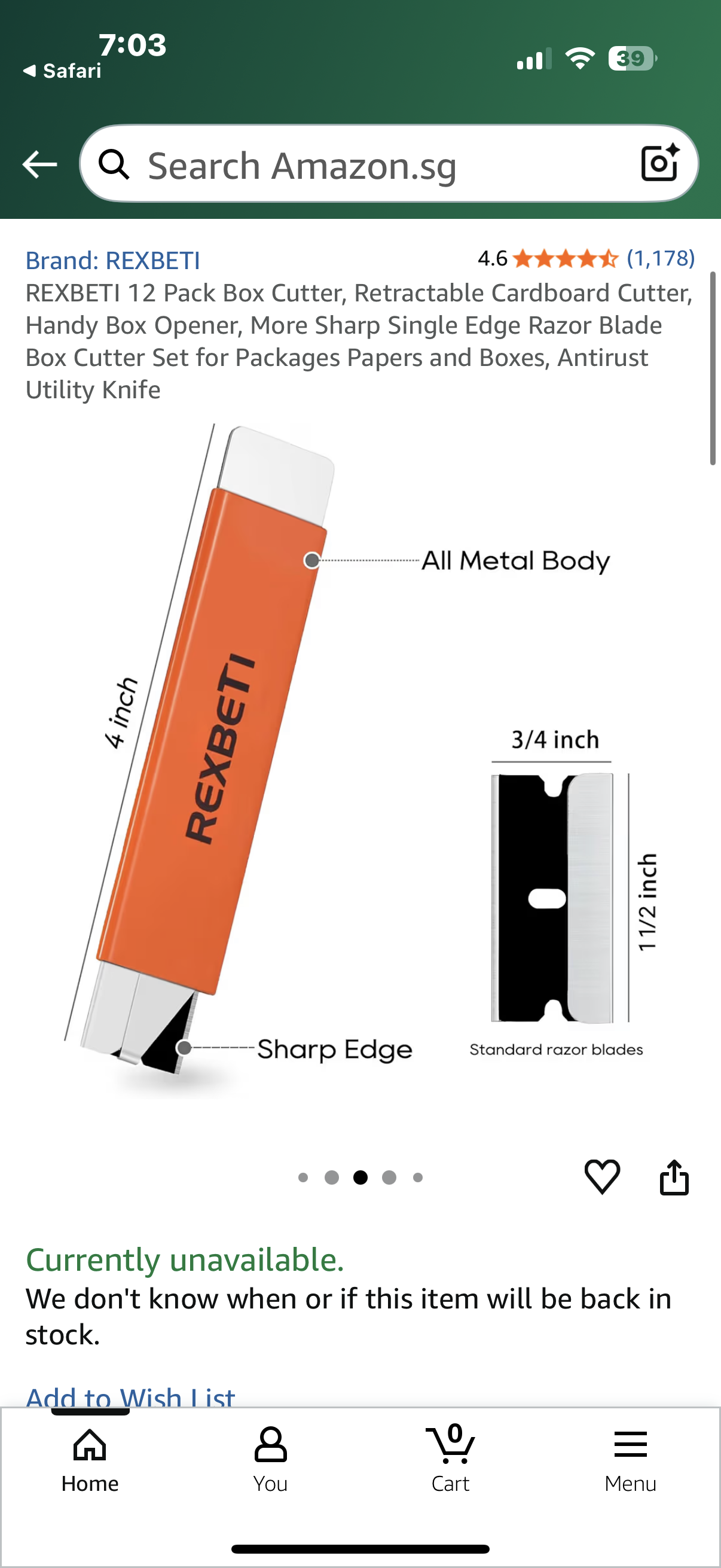 REXBETI 12 Pack Box Cutter, Retractable Cardboard Cutter, Handy Box Opener, More Sharp Single Edge Razor Blade Box Cutter Set for Packages Papers and Boxes, Antirust Utility Knife