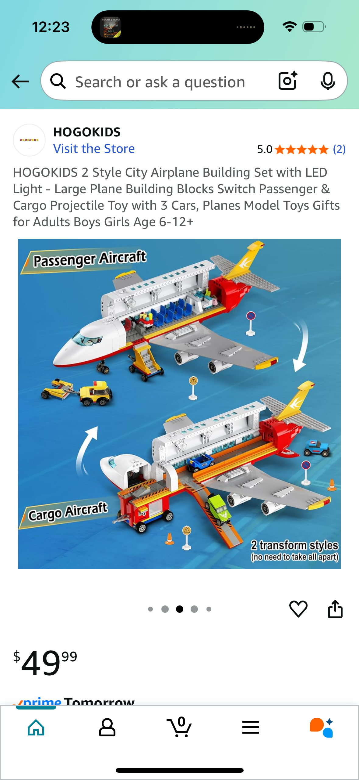 HOGOKIDS 2 Style City Airplane Building Set with LED
Light - Large Plane Building Blocks Switch Passenger & Cargo Projectile Toy with 3 Cars, Planes Model Toys Gifts for Adults Boys Girls Age 6-12+