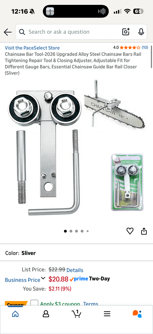 Chainsaw Bar Tool-2026 Upgraded Alloy Steel Chainsaw Bars Rail Tightening Repair Tool & Closing Adjuster, Adjustable Fit for Different Gauge Bars, Essential Chainsaw Guide Bar Rail Closer (Sliver)