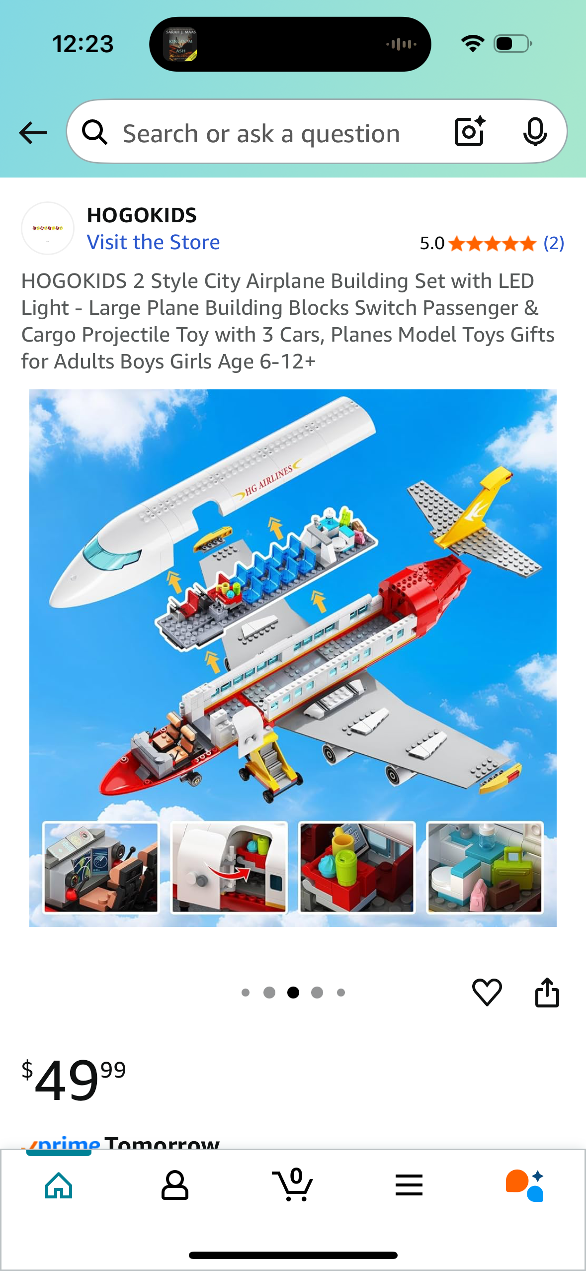 HOGOKIDS 2 Style City Airplane Building Set with LED
Light - Large Plane Building Blocks Switch Passenger & Cargo Projectile Toy with 3 Cars, Planes Model Toys Gifts for Adults Boys Girls Age 6-12+