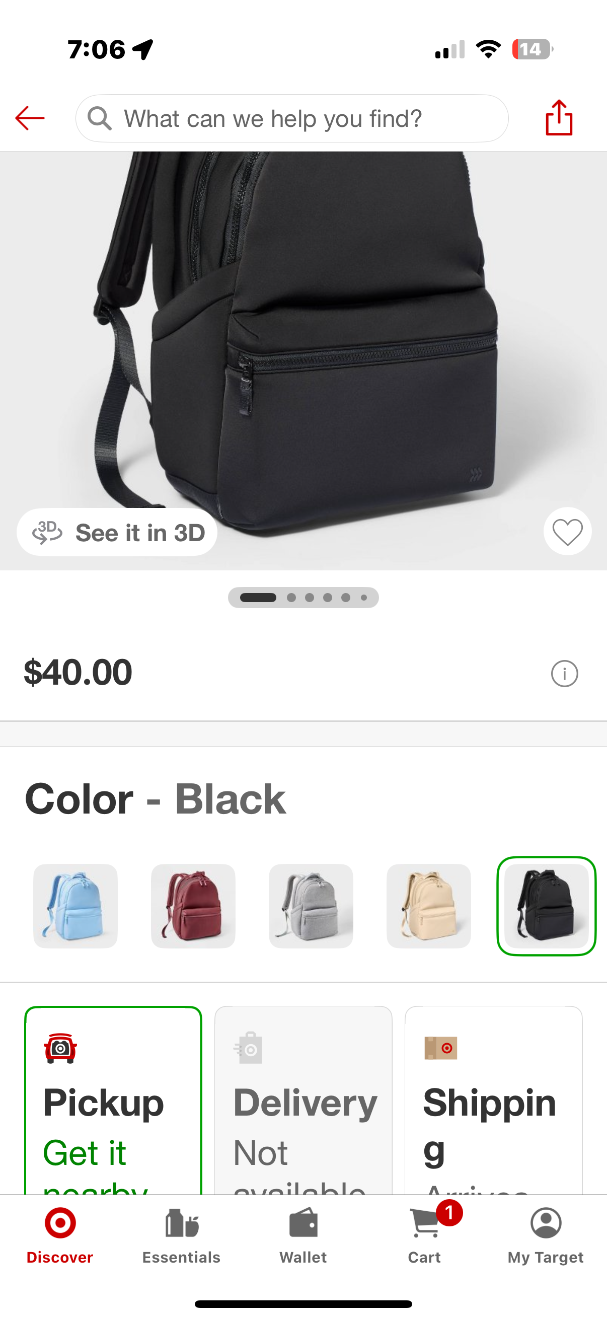 14L Faux Neoprene Backpack - All In Motion TM Black: Unstructured Knit Design
