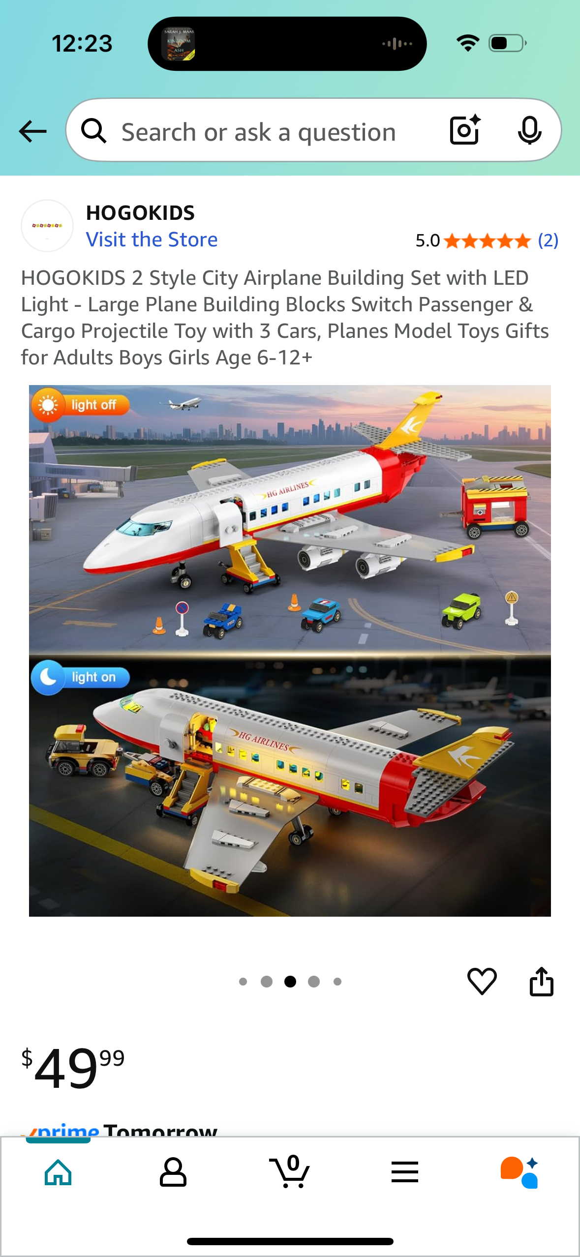 HOGOKIDS 2 Style City Airplane Building Set with LED
Light - Large Plane Building Blocks Switch Passenger & Cargo Projectile Toy with 3 Cars, Planes Model Toys Gifts for Adults Boys Girls Age 6-12+