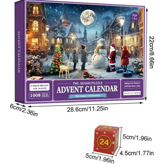 Christmas Advent Calendar 2024, 1008 Piece Jigsaw Puzzles For Adults Kids, 24 Parts Countdown Advent Calendar Kids Adults, Christmas Snowman Countdown Jigsaw Puzzle, Christmas Gifts For Kids Adults