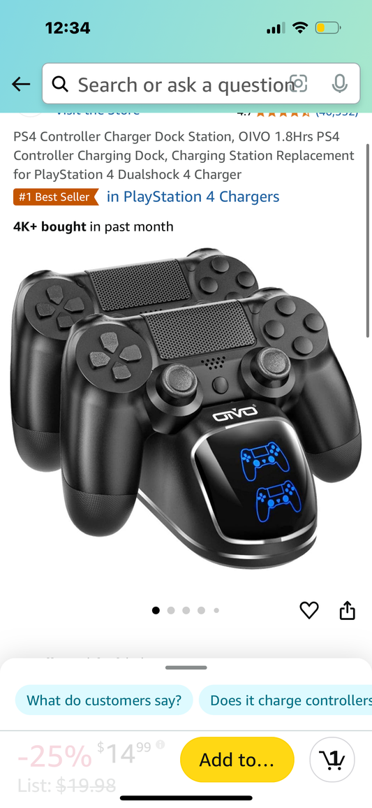 PS4 Controller Charger Dock Station, OIVO 1.8Hrs PS4 Controller Charging Dock, Charging Station Replacement for PlayStation 4 Dualshock 4 Charger