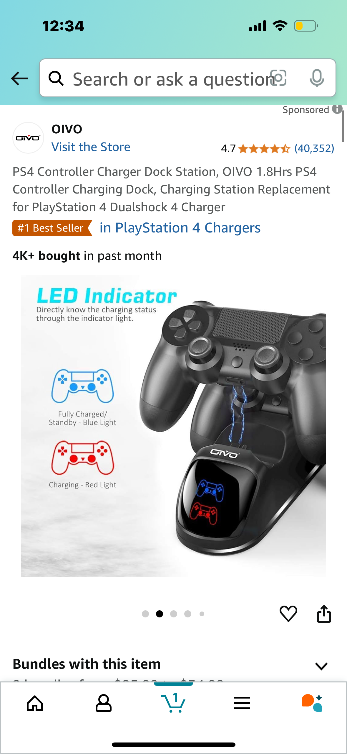 PS4 Controller Charger Dock Station, OIVO 1.8Hrs PS4 Controller Charging Dock, Charging Station Replacement for PlayStation 4 Dualshock 4 Charger